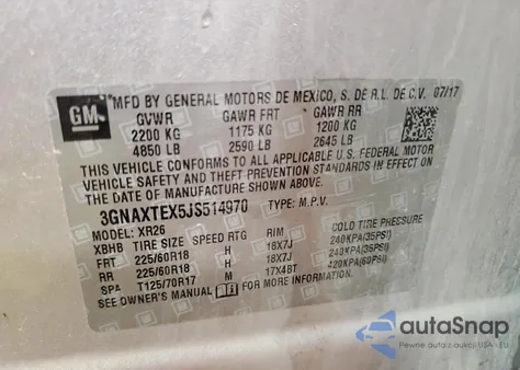 2018 Chevrolet Equinox Lt from USA, damaged, VIN 3GNAXTEX5JS514970